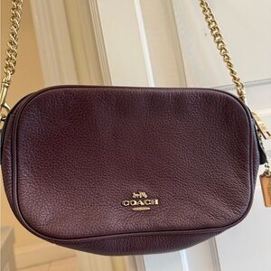 Coach Crossbody Bag in Deep Burgundy with Gold Hardware